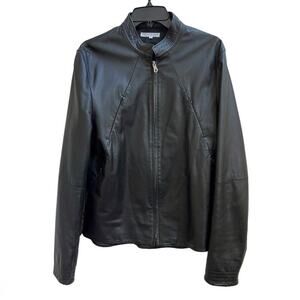 Sandy Dalal Vtg Leather Jacket Mens Sz 48 US M Black Full Zip Pockets